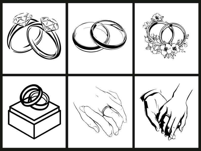 Wedding Ring SVG PNG, Engagement & Bridal Clipart for Cricut Romantic ...