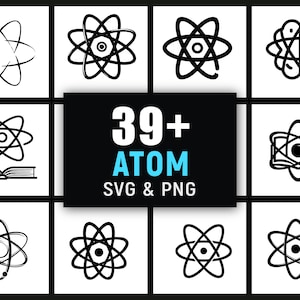 Atome SVG PNG, Science Structure atomique couper fichier pour Cricut, Clipart physique chimie