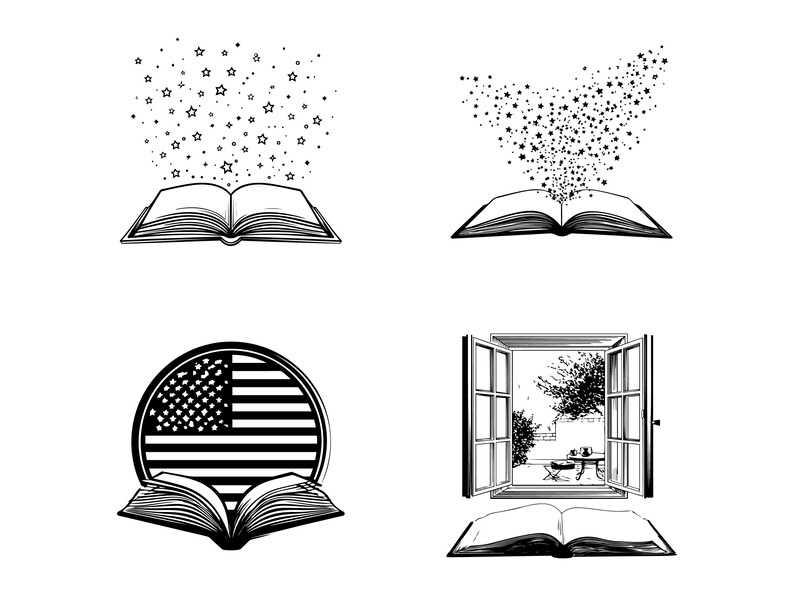 Open Book SVG PNG, Reading Education Clipart for Study Wall Art Cricut ...