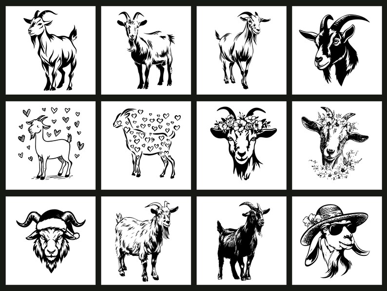 Goat SVG PNG Bundle, Farm Animal SVG, Digital Goat Clipart, Crafting ...