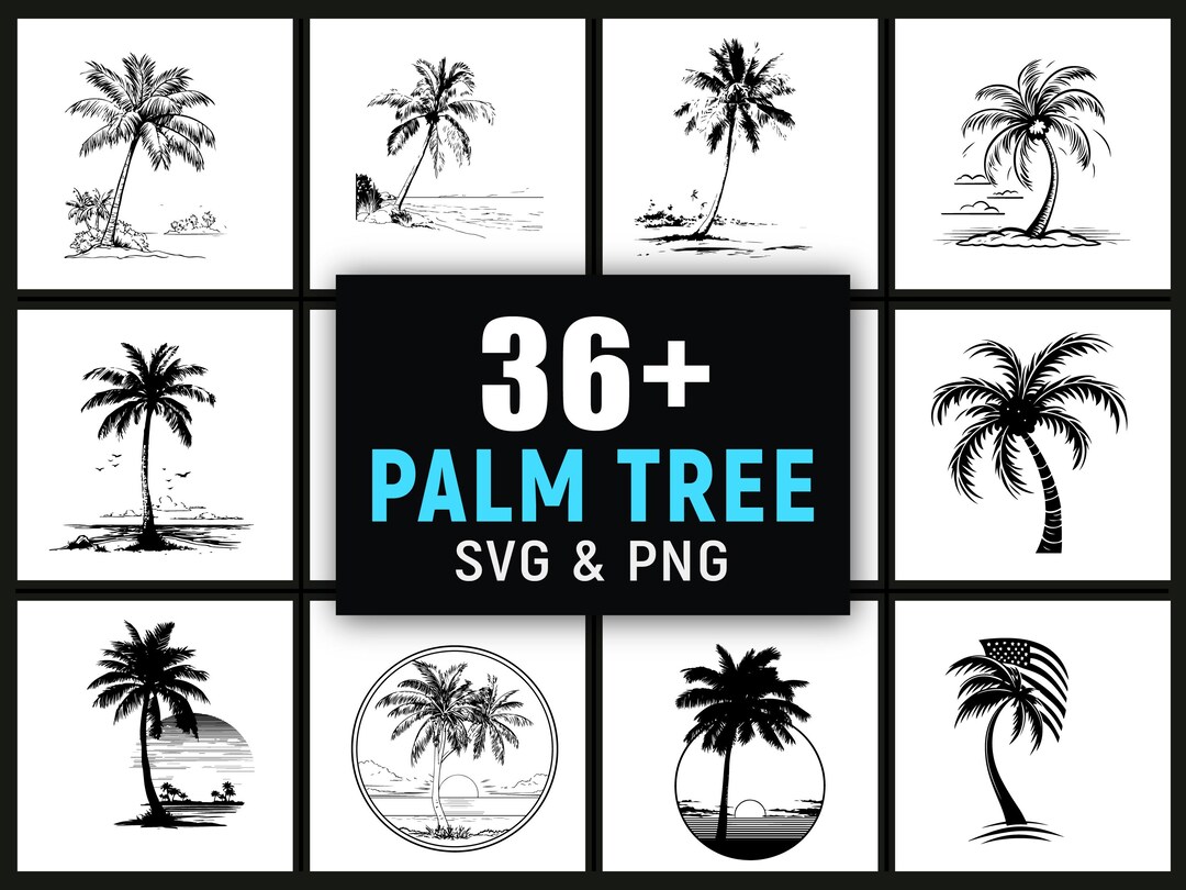 Palm Tree SVG PNG, Tropical Beach Nature Clipart for Coastal Wall Art ...