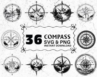 Kompass-SVG-PNG-Bundle, Nautischer Kompass-Clipart, Navigationsvektor