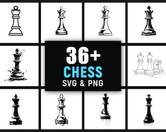 Chess Silhouette SVG PNG Bundle, Chess Pieces Clipart, Cricut Cut Files