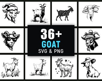Goat SVG PNG Bundle, Farm Animal Clipart (Digital Files)