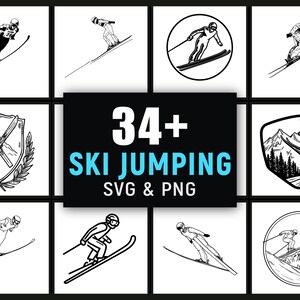 Ski Jumping SVG PNG, Winter Sports Cut File for Cricut, Snow Athlete Silhouette Clipart