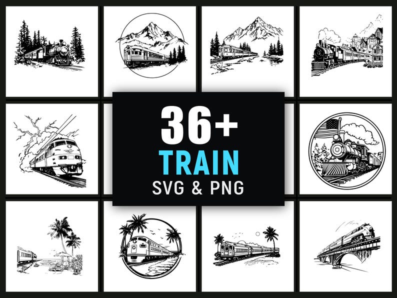 Train SVG PNG, Railway Locomotive Transportation Clipart for Cricut ...