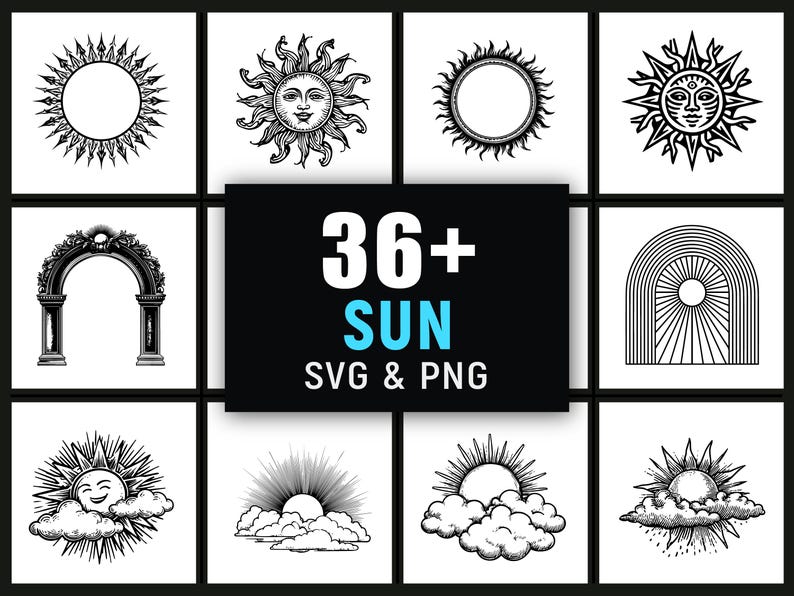 Svg File Sun Rays Sun SVG PNG, Sunshine Rays Cut File for Cricut, Summer Weather Clipart ...