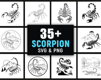 Escorpión SVG PNG, clipart de animales tribales del desierto para arte mural gótico de Cricut
