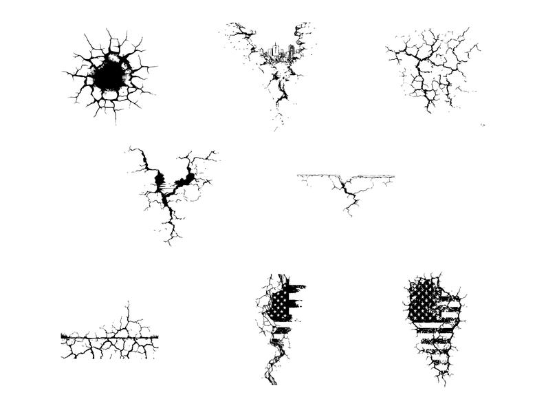 Cracked Wall SVG PNG Bundle, Grunge Texture Graphics, Concrete Crack ...