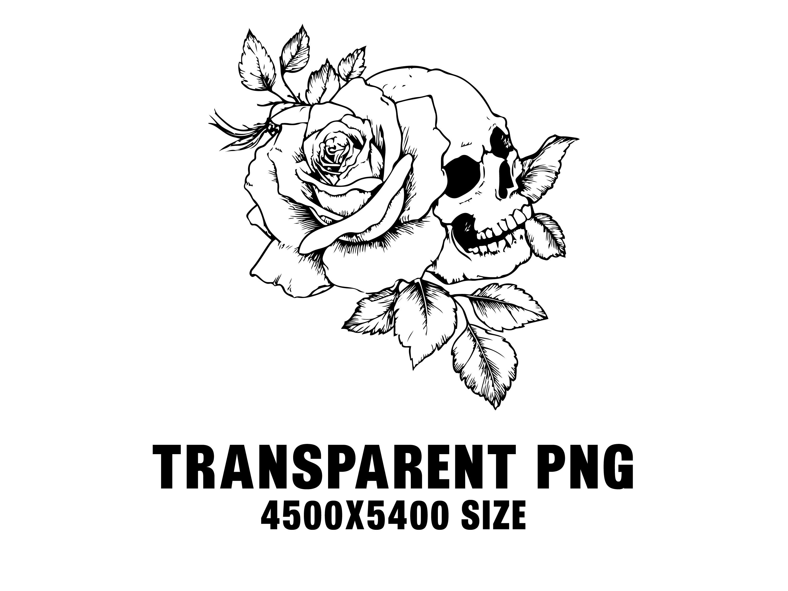 Rose With Skull SVG PNG, Gothic Flower Clipart for Dark Wall Art Cricut ...