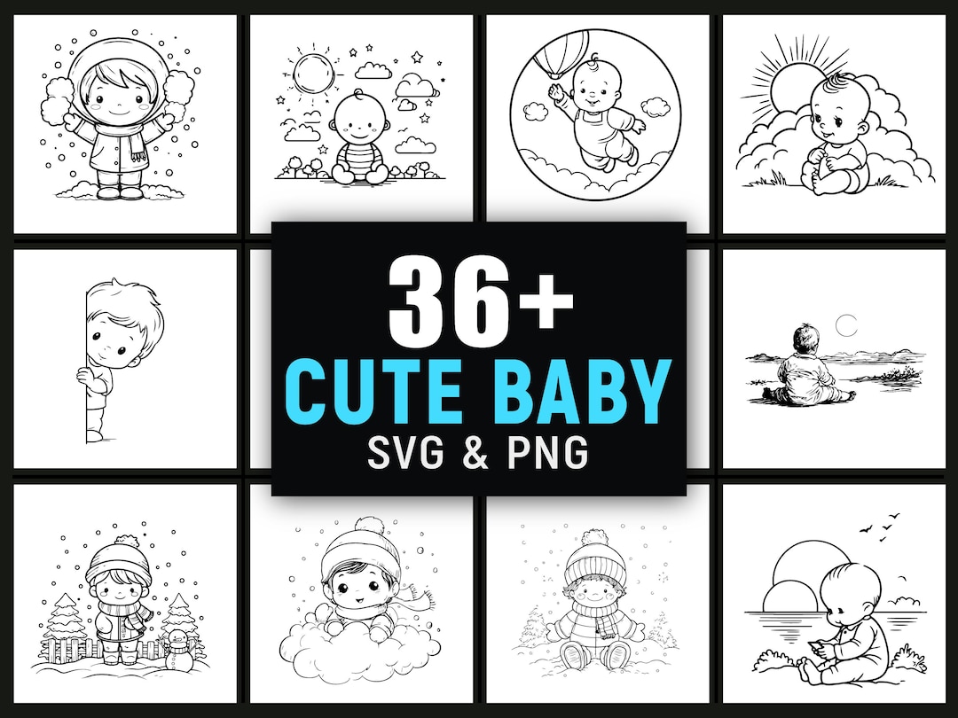 Cute Baby SVG PNG Bundle, Baby Silhouette Vector, Cricut Cut Files - Etsy