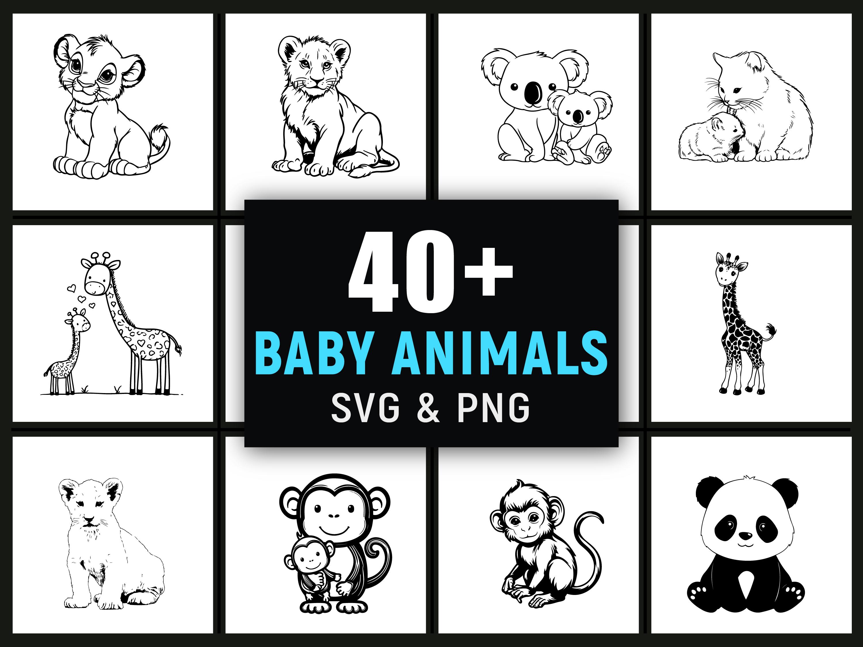 Baby Animals SVG PNG, Animal Cut File for Cricut, Nursery Clipart ...