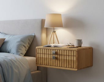 Modern Solid Oak Floating Nightstand