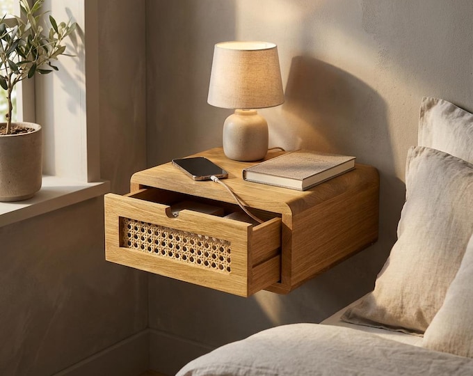 Mini Solid Oak Floating Nightstand