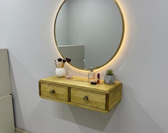 Floating Solid Oak Vanity Table