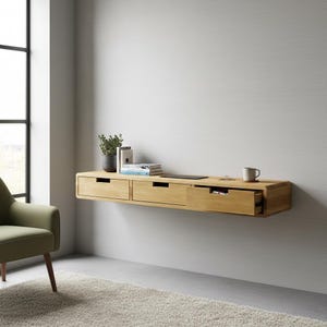 Solid Oak Floating Console Table image 5