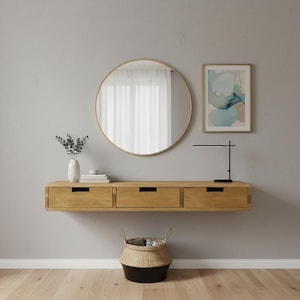 Solid Oak Floating Console Table image 4
