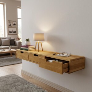 Solid Oak Floating Console Table image 3