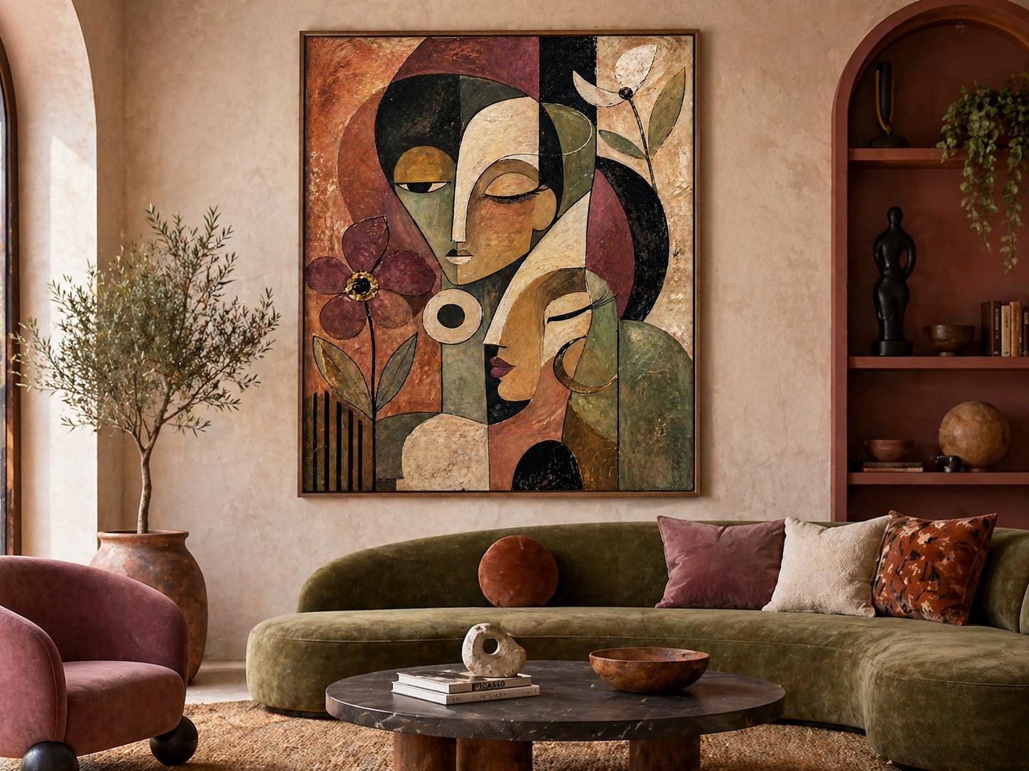 Abstract Floral Portrait Wall Art Print, Cubist Woman Digital Download ...