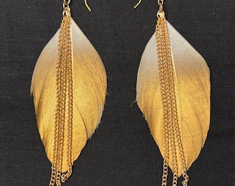 Gold Feather Earrings