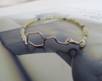 Silver White Wine Molecule Bracelet, Pearl Beaded Jewelry
