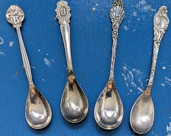 Vintage Dutch Initial Teaspoon: Personalized Letter Spoon, B C L B, I, J, N.