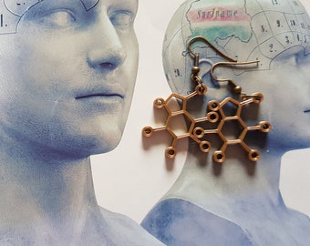 Theanine Molecule Earrings, Tea Lover Gift, 3D Printed