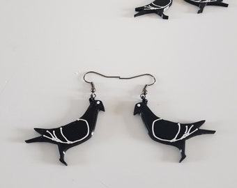 Pigeon earrings in black, my love my pigeon, what more could you want....birdie jewelry gift, 3D printed