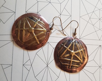 Geometry infinity copper earrings in primal triangle