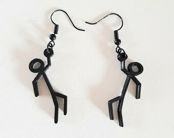 Stylistic male hanging on your ear, black earrings 3d, jewelry from the Netherlands, birthday gift
