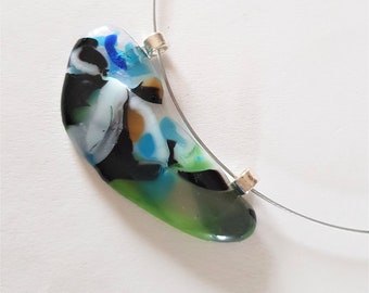 Glass Pendant - Forest - Biology Botanical Dutch Design necklace, fused glass art jewelry from the Netherlands, madebymirjam