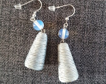 Moonstones silver earrings with paper, Artistic Natural Jewelry from the Netherlands a la Tina Turner style, gift for her