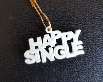 Happy Single Brooch or Earrings, Love Letter Jewelry, Black Steel