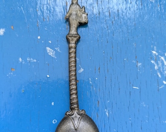 Vintage Lady Justice Pewter Spoon, Witchy Collector's Item