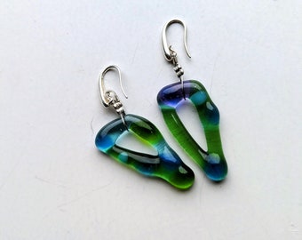 Mooie kleurrijke krans glasoorbellen van zilver 925,  Een Uniek Fused glas sieraden cadeau