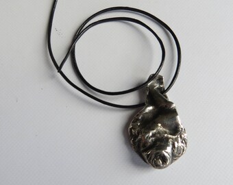 Silver 925 pendant, RAW Mens dudes necklace Dutch Design,  One-Of-A-Kind Jewelry of the Netherlands