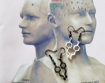 White Wine Molecule Earrings, Geometric Science Jewelry, Gothic Gift
