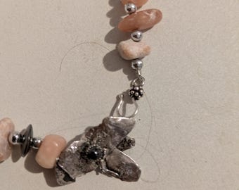 Hematite Necklace, Recycled Sterling Silver Closure, Boho Spiritual Jewelry