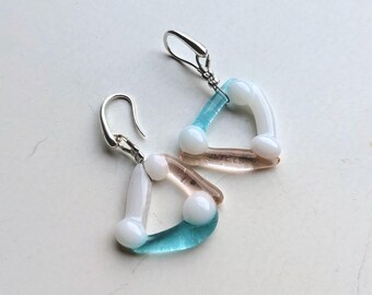 Mooie kleurrijke krans glasoorbellen van zilver 925,  Een Uniek Fused glas sieraden cadeau