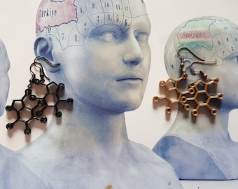 Theanine Molecule Earrings, Tea Lover Gift, 3D Printed