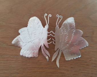 Sterling Silver Butterfly Brooch, Art Nouveau Insect Pin, Scarf Pin