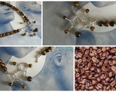 Caffeine molecule necklace silver tiger-eye gem, Molecule jewelry-Let's drink coffee-Birthstone February-Gemini Leo-Conclusion is the secret