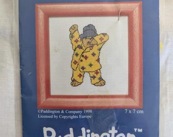 Paddington Bear in Pajamas, for you to embroider yourself in a small embroidery kit
