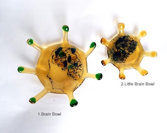 Brain Ring Holder Dish, Fused Glass Anatomy Art