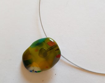 Fused Glass Heart Pendant Necklace, Dutch Design Art Glass