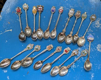 Vintage Enamel Coat of Arms Teaspoon: Souvenir Collector's Spoon