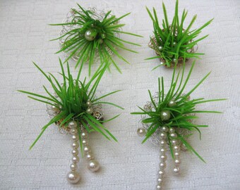 Broche er is een tuintje in mijn hart, Zilver 925, pareltjes en klein grasje, gedenkteken medaille herinnerings amulet betekenisvol sieraad