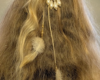 Beaded Feather Hair clip, Festival hair accessoires, Sparkling boho extension jewelry for festivals and WK football