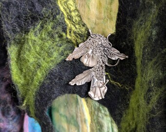 Druiventrosje broche, schroef pinbroche van 925 zilver, Broche cadeau voor wijnliefhebbers