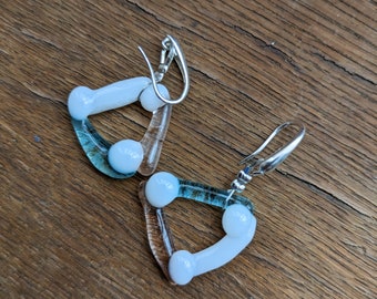 Mooie kleurrijke krans glasoorbellen van zilver 925,  Een Uniek Fused glas sieraden cadeau